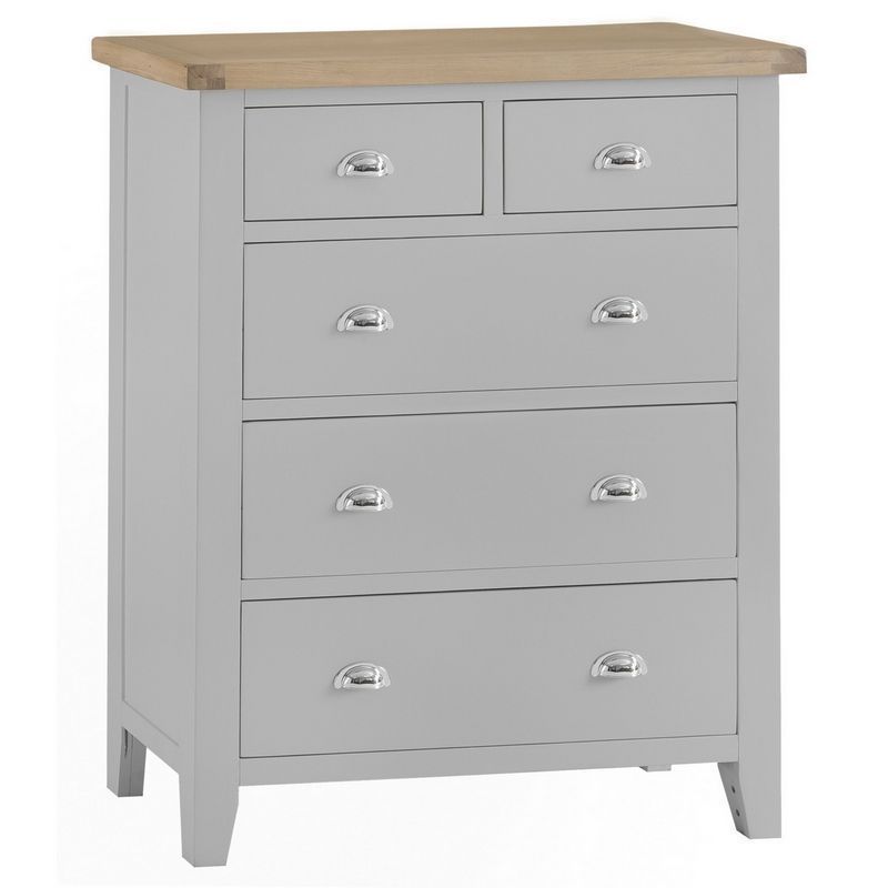 Lighthouse Grey & Oak Large Chest Of 5 Drawers